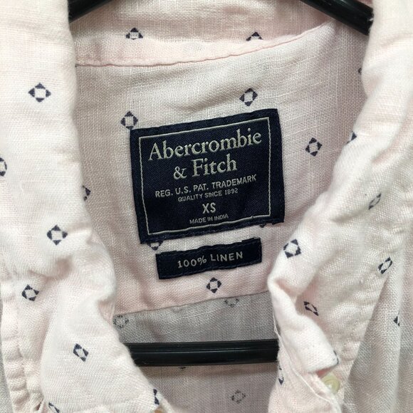 Abercrombie & Fitch 100% Linen Long Sleeve Shirt Mens XS Pink Button Down - Picture 5 of 8